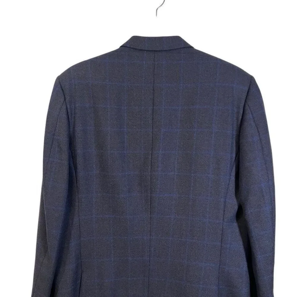 Burberry London Bond Street 2 Button Navy Blue Pinstripe Suit Sz 42 Long Pleated